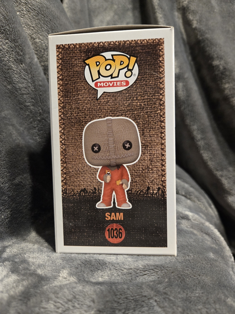 Funko SAM Trick 'r Treat Flocked Figure - Orange Outfit, Tan Head - Picture 4 of 6